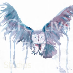 Barn Owl Painting Original Watercolor Art Print Original Artwork Painting Print Owl Wall Art Owl Decor Bird Art Bird of Prey Flying Owl