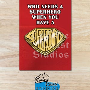 Cartão de felicitações com envelope Super Dad Quote Print Geek Dad Gift Cartão de aniversário para ocasião especial para o pai