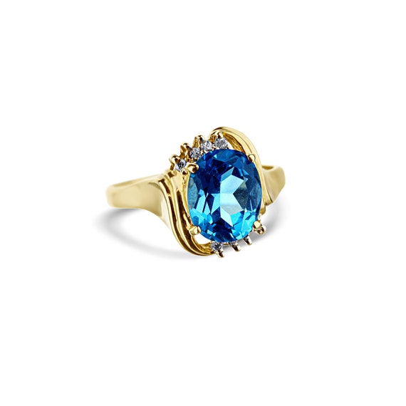 Blue Topaz and Diamond Ring - image 1