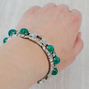 Art Deco Diamond and Emerald Cab Panel Bracelet - Etsy