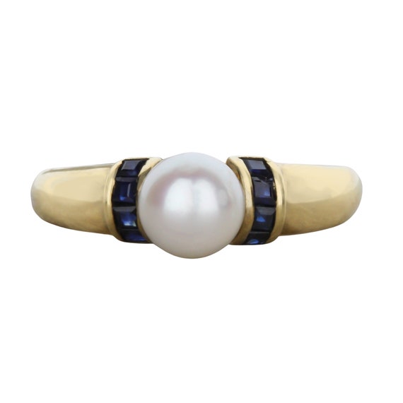 Pearl and Blue Sapphire Ring - image 1