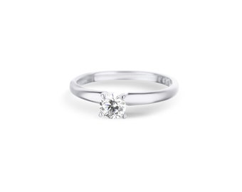 14k White Gold Diamond Solitaire Engagement Ring