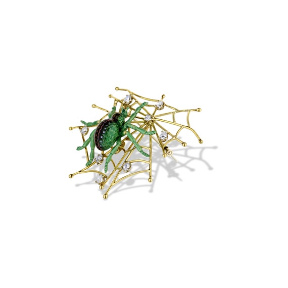 Bellini Florence 18K Yellow Gold Spider Web Brooch - image 1