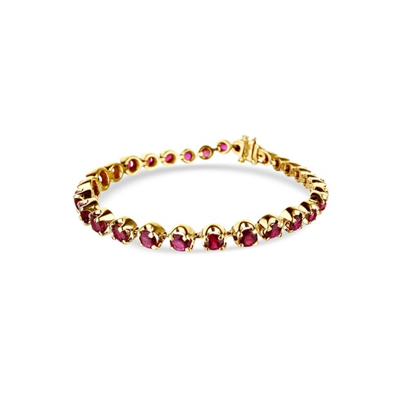 14K Yellow Gold Graduated Ruby Bracelet - image 1