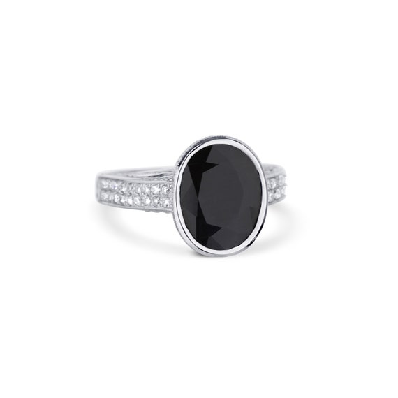 Dark Sapphire Diamond Ring