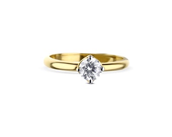 18k Yellow Gold Solitaire Diamond Engagement Ring GIA & IGI Graded