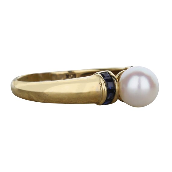 Pearl and Blue Sapphire Ring - image 2