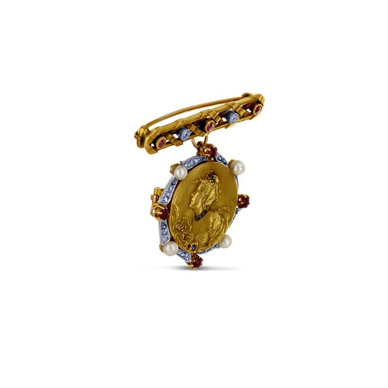 Victorian Woman's Profile Pin With Diamonds - Etsy