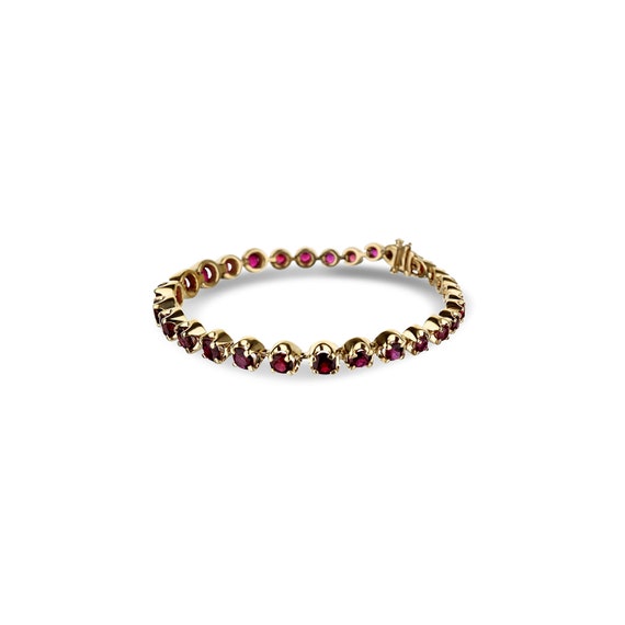 14K Yellow Gold Graduated Ruby Bracelet - image 2