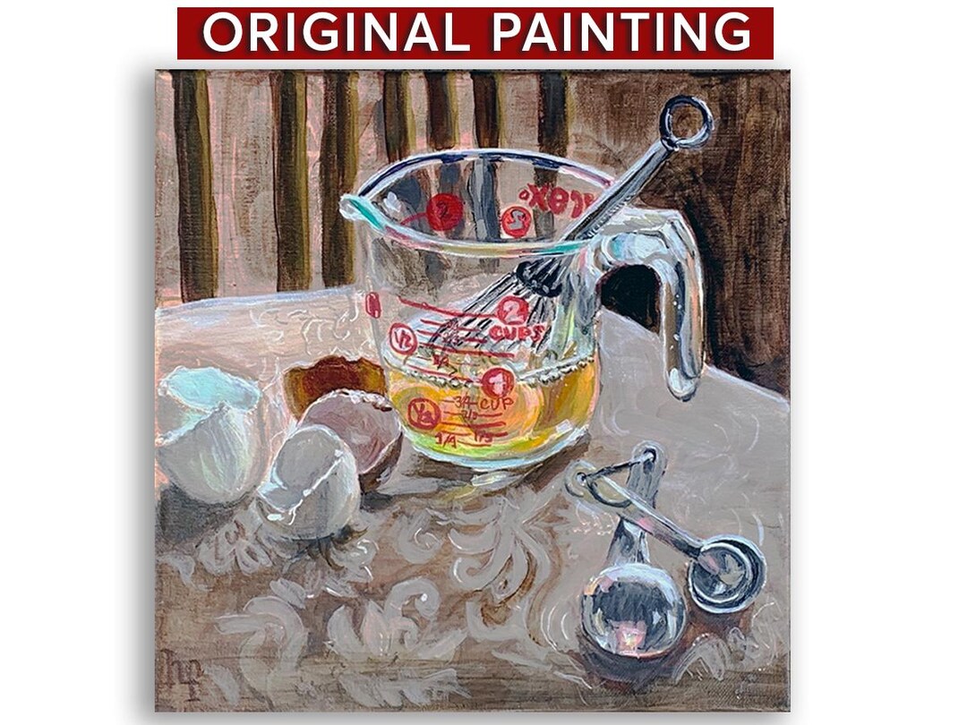 Original Acrylic Kitchen Still Life Painting French Country Baking 