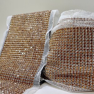 Gold Crystal Glass Rhinestone Fabric | Pronged Jewels | Candles, Clothing, Mask, etc.