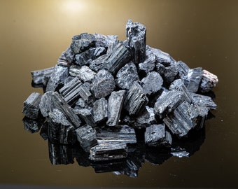 Raw Black Tourmaline Rods | Schorl Crystal, Grounding Stones (5)