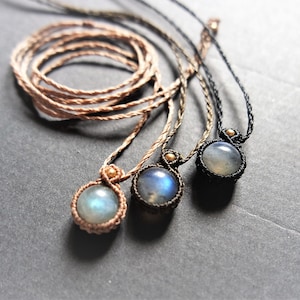 petit collier en macramé avec des perles de labradorite pour femme, bijoux bohème hippie pour enfant, bijoux en cristal pour elle, collier bohème de pierres précieuses