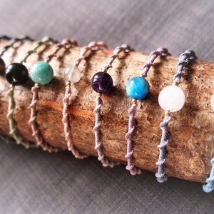 macrame bracelet with healing stone beads,hippiemineral bracelet for her,bohemian colorful gift,healing stone jewelry,