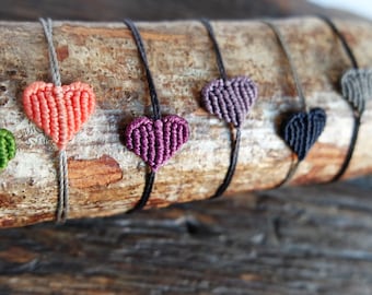 bohemian macrame heart bracelet/anklet,boho adjustable sufer bracelet,woven love bracelet for her,gift for girlfriend,valentine&#39;s day anklet