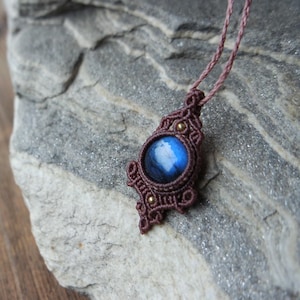 boho labradoriet micro-macraméketting, flitsende festivalsieraden, dierenriemedelsteen, tribale helendesteenketting