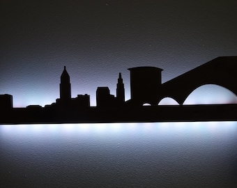 Cleveland Skyline Lighted Wood Art For Wall or Table