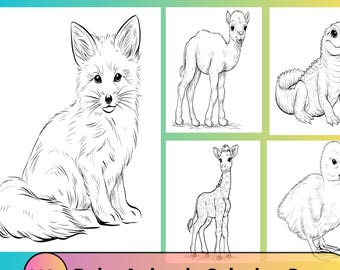 Kleurplaten babydieren: eenvoudige activiteit voor kinderen (commercieel gebruik, downloadbare pdf-link)