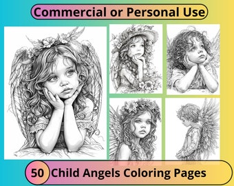 Kleurplaten engelen: 50 fantasieillustraties (meer, printbaar)