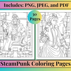 Steampunk Coloring Pages: 30 Victorian Fantasy Designs (PDF Download)