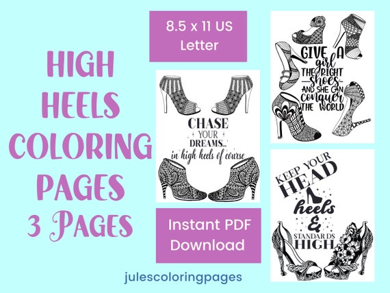 High Heels Coloring Page Printable Fun Unique Coloring Pages | Etsy