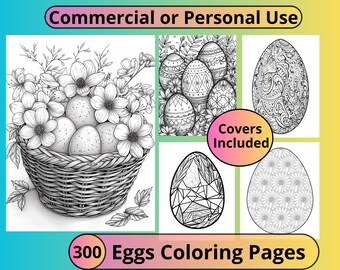 Kleurplaten 300 eieren: mandala-ontwerpen voor volwassenen en kinderen (commercieel gebruik)