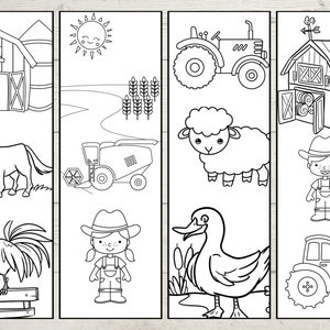 Farm Bookmarks Printable, Farm Party Favors for Kids, Tractor Party Supplies, Birthday Party, Barnyard Party Supplies, Instant Download PDF