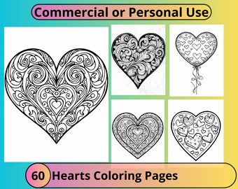 Abstracte harten kleurplaten voor volwassenen: 60 unieke ontwerpen (PLR-rechten)