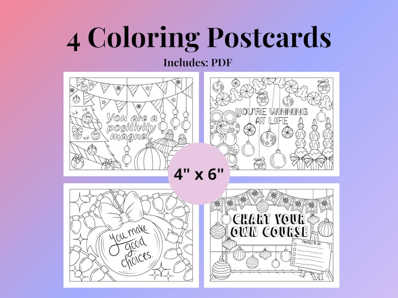 Coloring Postcards, Adult Coloring Digital Download, Print at Home ...