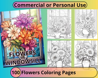 100 kleurplaten met bloemen: commercieel gebruik, KDP Interior (PLR)