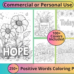 Inspirierende Malseiten: Positive Worte, psychische Gesundheit (PLR Kommerzielle Nutzung)