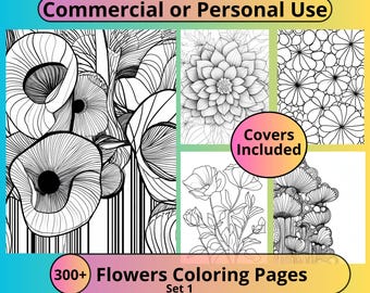 Kleurplaten abstracte bloem: PLR voor commercieel gebruik (300 dpi jpeg, 8,5 x 11 inch)