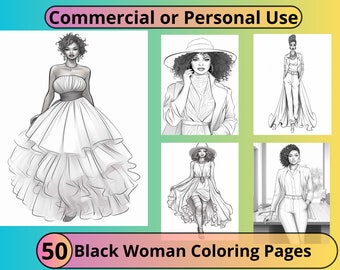 Black Women Coloring Pages: Printable Art for Adults (PLR, Commercial Use)