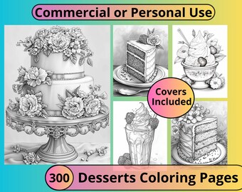 Kleurplaten taart: 300 voedselgrijswaardenontwerpen (PLR commercieel gebruik)