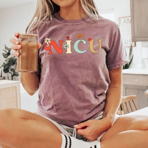 NICU Shirt Gift, NICU Nurse Shirts, Nicu Crew Shirts Floral Nicu Team Shirt, Cute Nicu Crew Tee, Neonatal Intensive Care Unit Comfort Colors