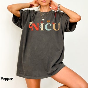 NICU Shirt Gift, NICU Nurse Shirts, Nicu Crew Shirts Floral Nicu Team Shirt, Cute Nicu Crew Tee, Neonatal Intensive Care Unit Comfort Colors