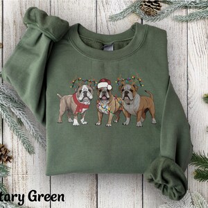 Bulldog Sweatshirt Christmas English Bulldog Crewneck Sweatshirt, Hoodie, Bulldog Mom Sweatshirt, Dog Sweater Christmas Dog Lover Sweatshirt image 7