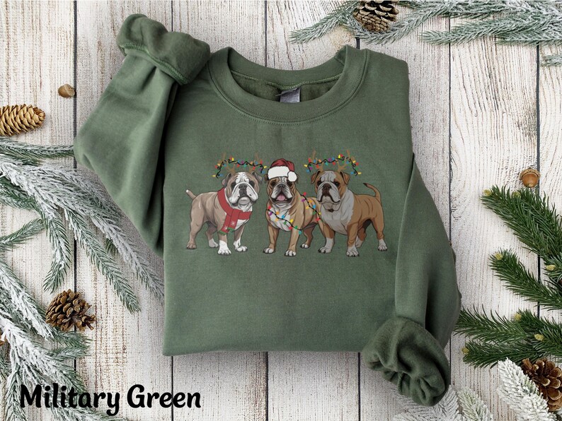 Bulldog Sweatshirt Christmas English Bulldog Crewneck Sweatshirt, Hoodie, Bulldog Mom Sweatshirt, Dog Sweater Christmas Dog Lover Sweatshirt image 7