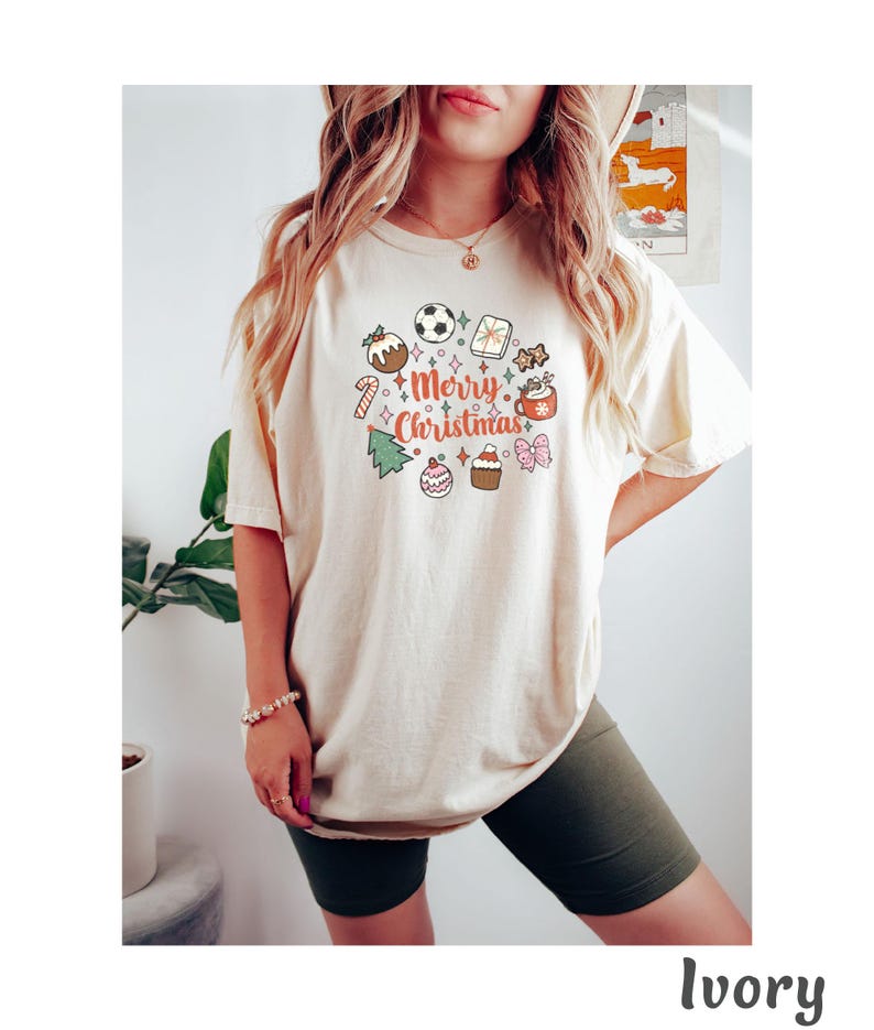 Christmas Soccer Shirt, Soccer Tee, Soccer Tshirt, Soccer Lover Shirt Christmas Gift for Soccer Family Matching Shirt Soccer Comfort Colors® image 4