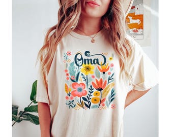 Oma Shirt for Oma Gift Shirt, Summer Oma Tee, Wildflower, Floral, Spring Cute Flower New Oma Tshirt Oma Long Sleeve Oma Comfort Colors Shirt