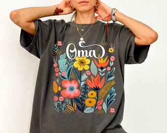 Oma Shirt for Oma Gift Shirt, Summer Oma Tee, Wildflower, Floral, Spring Cute Flower New Oma Tshirt Oma Long Sleeve Oma Comfort Colors Shirt