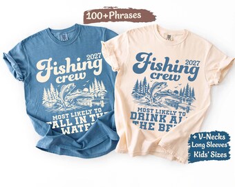 Custom Fishing Matching Shirts Retro Fish Camp Tees Funny Fishing Crew Vintage Family Fishing Trip Personalized Lake Fishing Comfort Colors