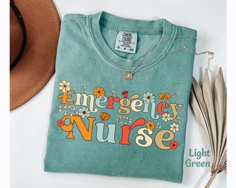 ED Nurse Shirt, ER Nurse Shirt, Emergency Nurse Tshirt, Er Nursing tee, Emergency RN Shirt Floral, Gift for Registered Nurse, Comfort Colors