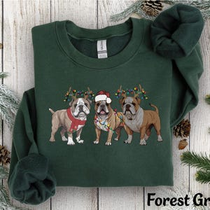 Bulldog Sweatshirt Christmas English Bulldog Crewneck Sweatshirt, Hoodie, Bulldog Mom Sweatshirt, Dog Sweater Christmas Dog Lover Sweatshirt image 1