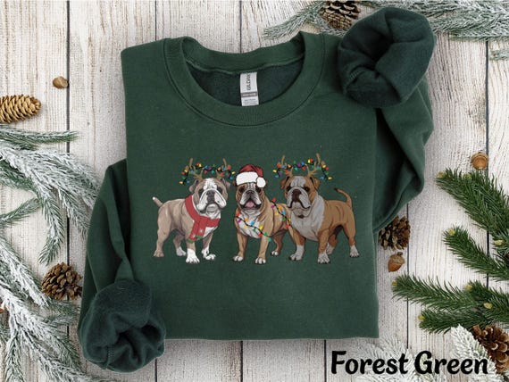 Bulldog Sweatshirt Christmas English Bulldog Crewneck Sweatshirt, Hoodie, Bulldog Mom Sweatshirt, Dog Sweater Christmas Dog Lover Sweatshirt