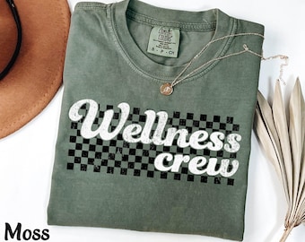 Custom Wellness Crew Shirt, School Wellness Tshirt, Retro Behavior Team Shirt, Student Support Tee Checkered School Counselor Comfort Colors
