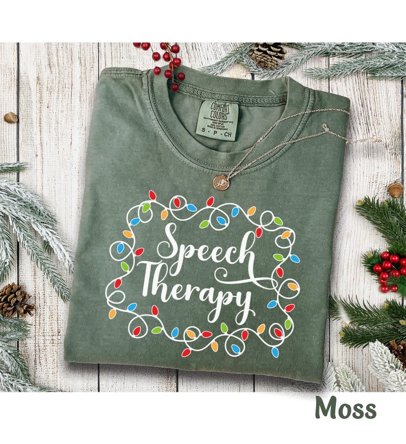 Christmas Speech Therapy Shirt for SLP Shirt Gift for Speech Therapist, Speech Language Pathologist Tshirt Slp Christmas Tee Comfort Colors® image 1