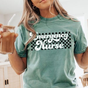 ED Nurse Shirt ER Nurse Shirt, Emergency Nurse Tshirt Er Nursing tee, Emergency RN Shirt  Gift for Registered Nurse Checkered Comfort Colors
