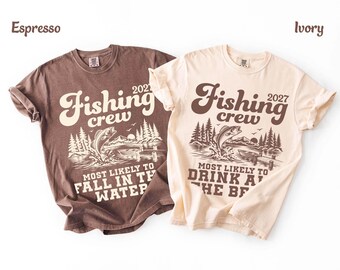 Custom Fishing Matching Shirts Retro Fish Camp Tees Funny Fishing Crew Vintage Family Fishing Trip Personalized Lake Fishing Comfort Colors