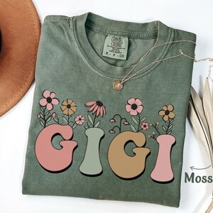 Gigi Shirt Gift for Gigi tShirt, Wildflower, Floral, Spring, Flowered, Cute Gigi Tee, Shirt for Gigi,  Women Crewneck Tshirt, Comfort Colors